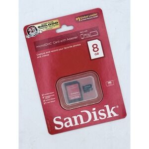 NEW Sealed SanDisk 8GB microSDHC Memory Card w/ Adapter HD Video SDSDQ – 8192